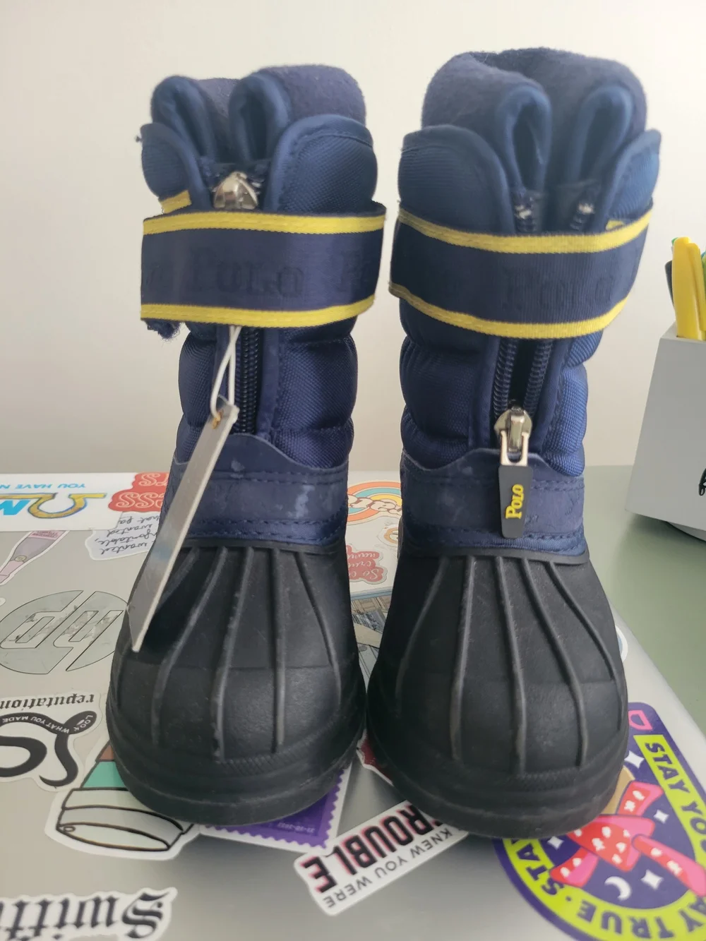 Polo by Ralph Lauren Kids' Navy and Yellow Winter Snow Boots